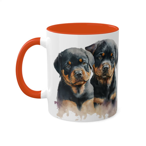 Rottweiler Pupies - Color Accent Mugs, 11oz 11oz Orange